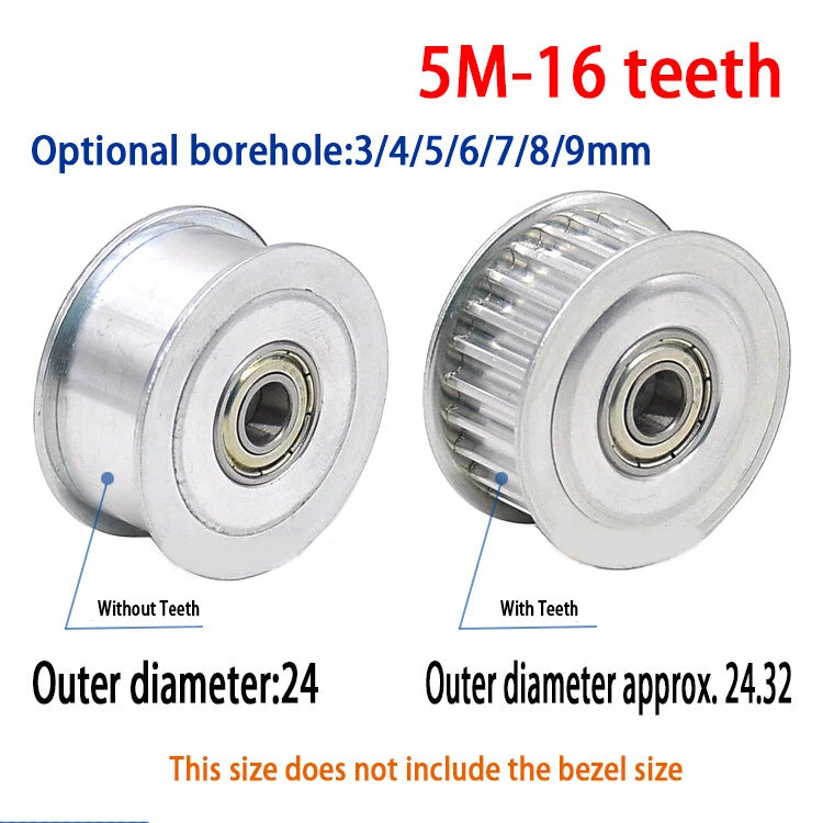 HTD 5M 3mm - 15mm Bore Timing Belt Idler Pulley 12T - 35T Tooth & Toothless