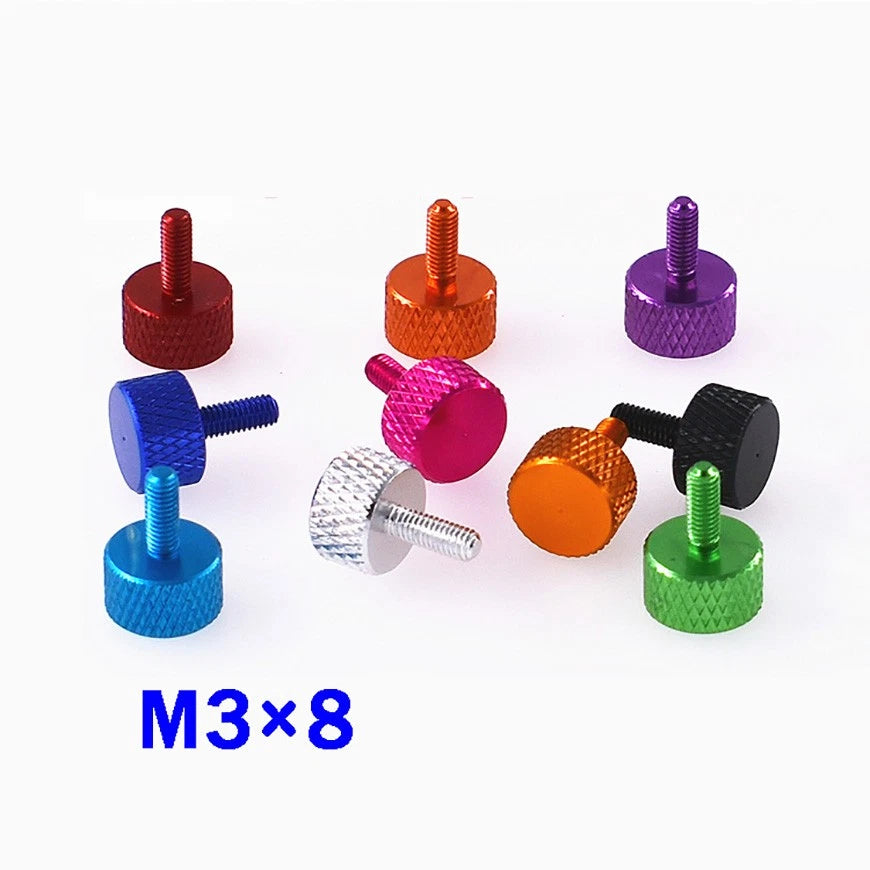 M3*5/6/8/12/20/25/35/40/50mm Aluminum Alloy Bolts Knurled Flat Head Thumb Screws