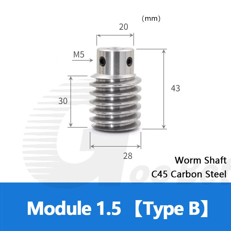 Module 1.5 Steel Worm Shaft, Brass Worm Gear Wheel 20/25/30/40 Tooth, Precision