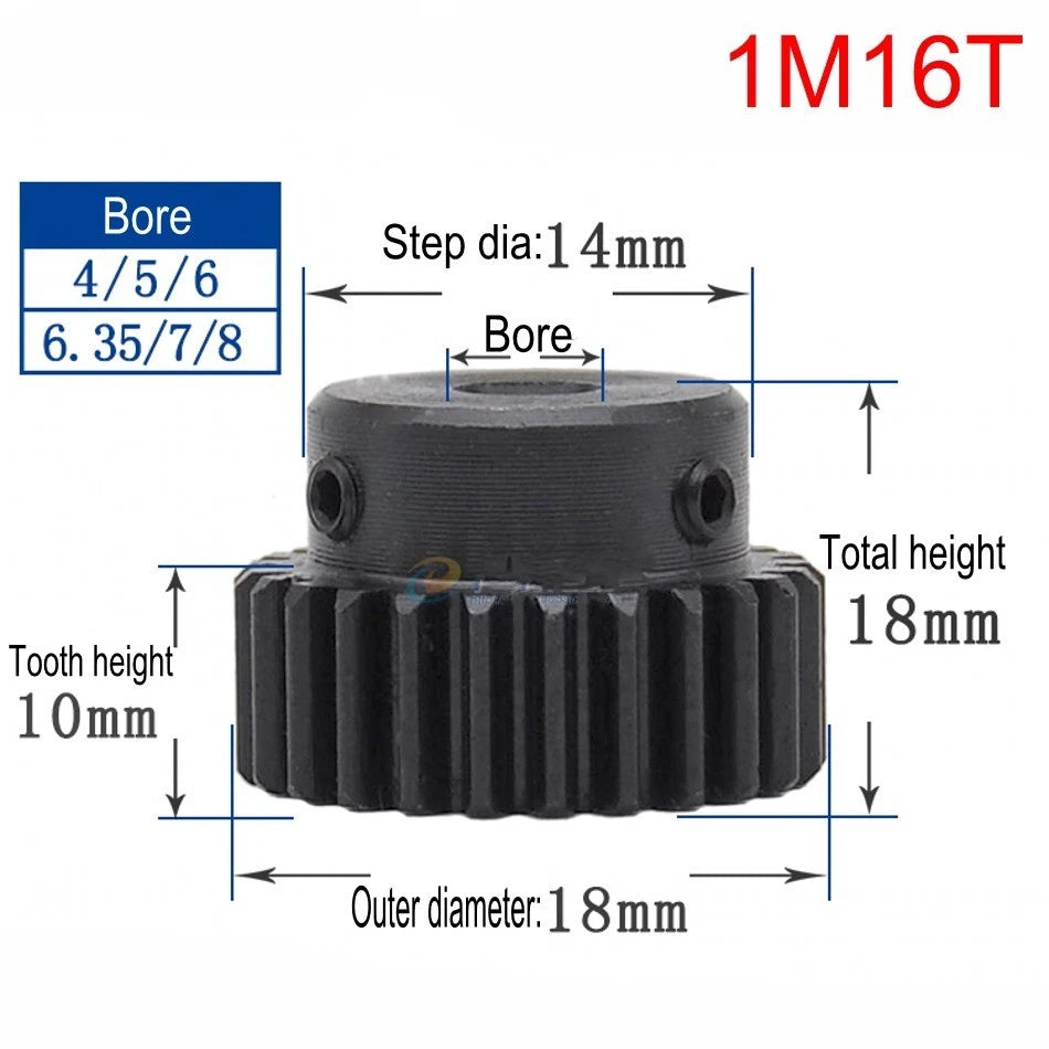 High Precision 1 Mod 10T-150T Spur Gear 45# Steel Pinion Gear With Step x 1Pcs