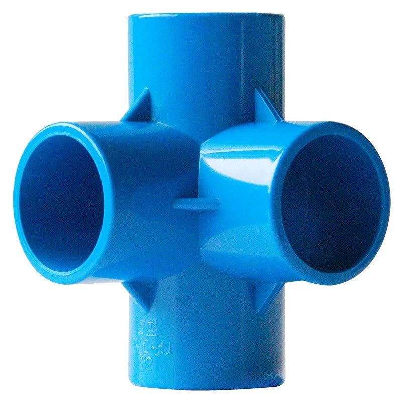 PVC 3 4 5 6-Way Elbow Connector Coupling Pipe Fittings Dia 20 25 32 40 50mm Blue