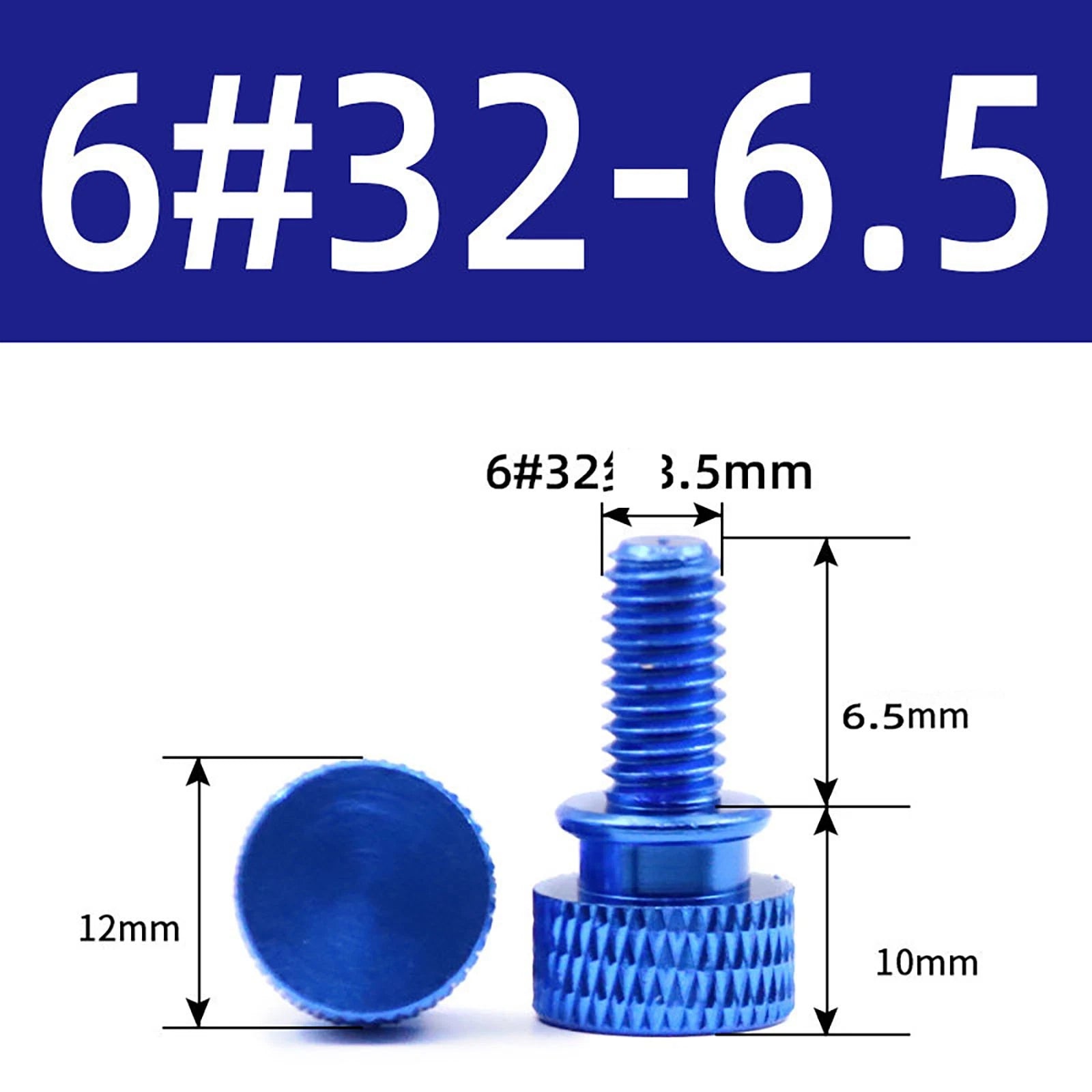 #6-32 Aluminum Anodized Thumb Screws – Knurled Hand Bolt for PC Case Modding & DIY