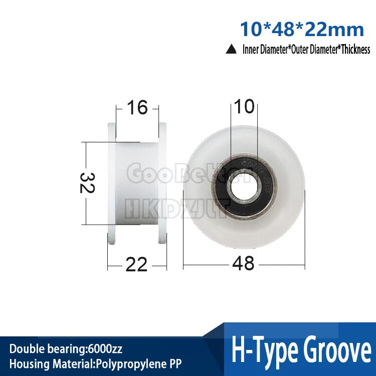 U-V-H Groove Nylon Pulley Wheel Bearing Embedded Guiding Rail Sliding Door