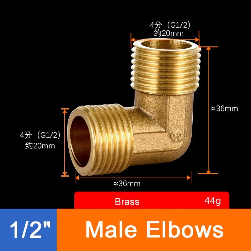 Brass Threaded Pipe Fittings 1/2" & 3/4" — Tee, Elbow, Joint, Cross, Cap & More