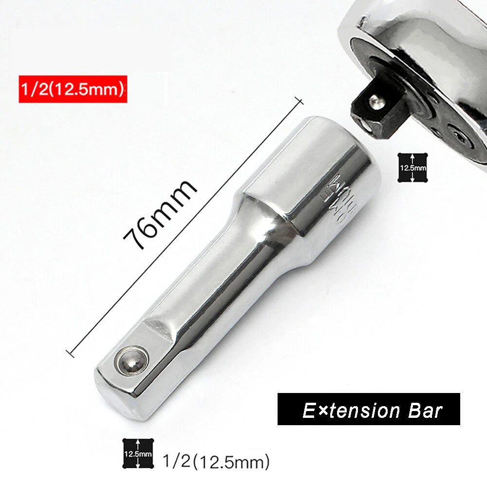 1/4" 3/8" 1/2" Ratchet Wrench Socket Adaptor - Extension Bar 52/76/101/150/250mm