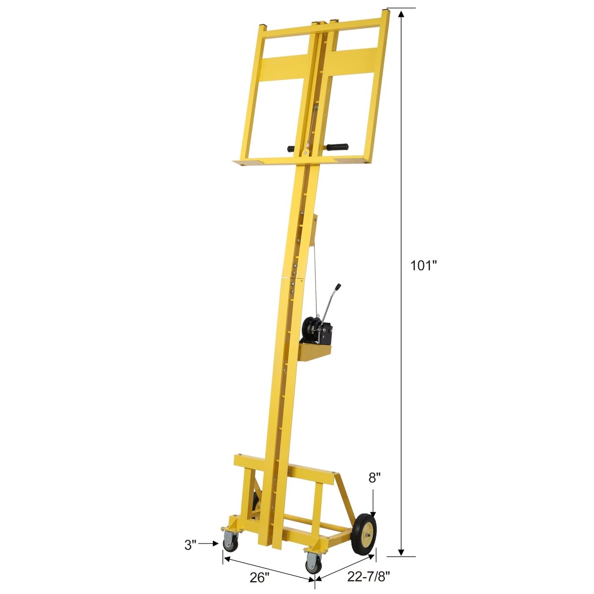 Drywall panel lift for walls, Load capacity 150LBS Heavy Duty Drywall Lifter, Use for drywall, OSB, plywood, insulation, cement board. Yellow Color - HomeDIYer