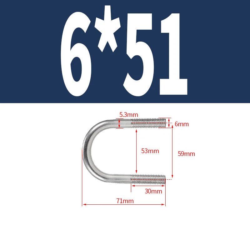 M6 Round Bend U - Bolt – A2 Stainless Steel, 14mm to 114mm, 1/3/5/10/15 Pack - HomeDIYer