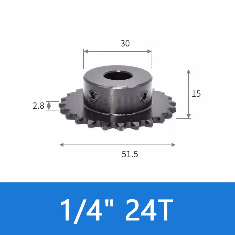 Roller Chain Sprocket 1/4" Transmission Sprockets 24~30 Teeth 45# Steel Blacken