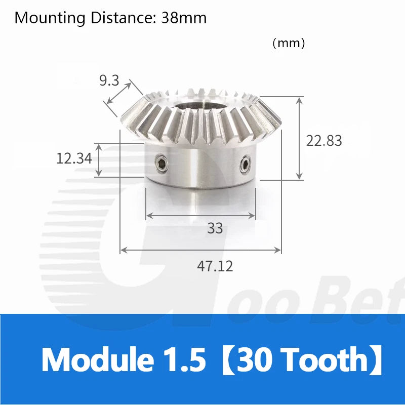Bevel Gear Stainless Steel Module 1.5 90° 1:1 Pairing 20/25/30 Tooth Miter Gear
