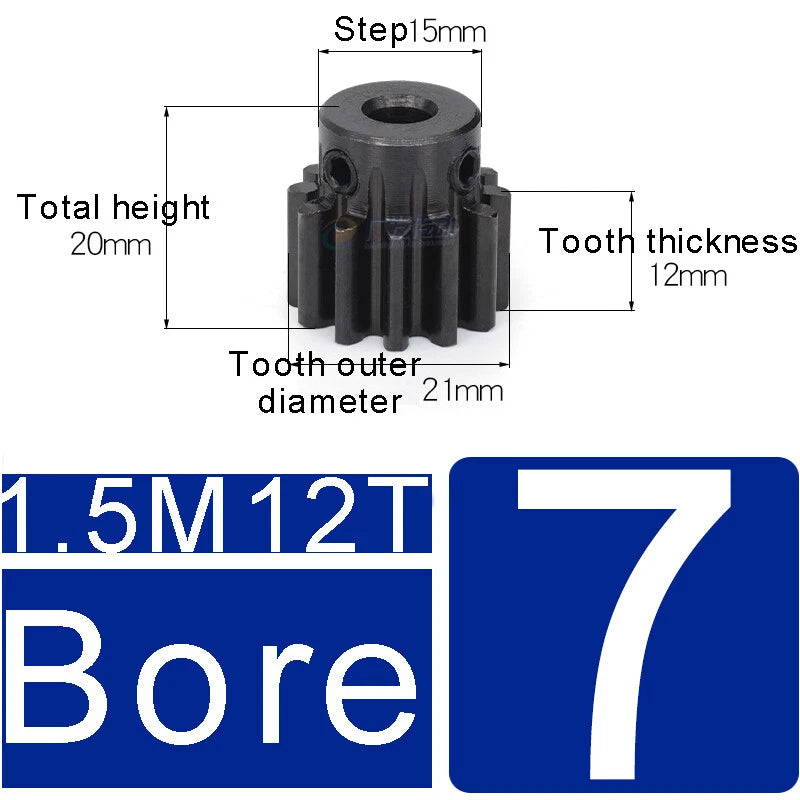 1.5Mod 45# Steel Spur Gears 10-150T Pinion Gear With Step Motor Gear Bore 5-25mm