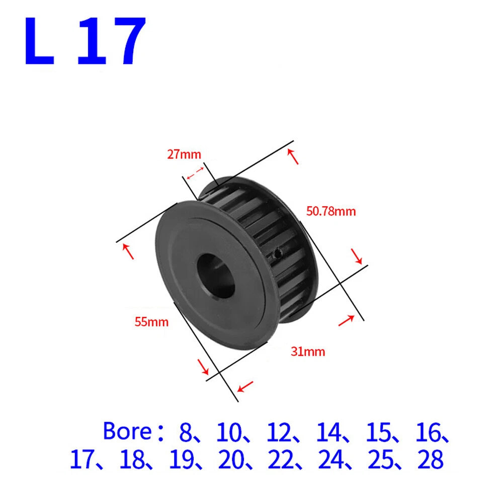 L-type 10T-30T Timing Belt Pulley Pitch 9.525mm With Keyway 45# Steel Width 27mm