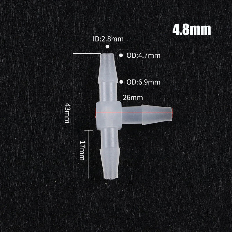 Plastic Connector Barbed Pipe Hose T Piece Joiner Tubing Air Fuel Water 3 Way