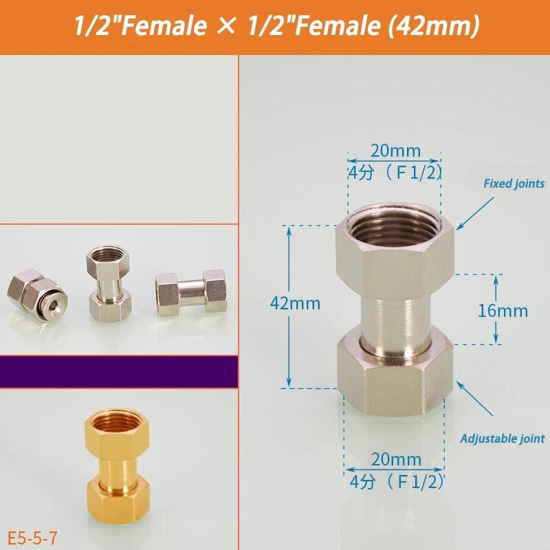 Brass BSP Extension Pipe Fitting — 1/2" & 3/4" Female/Male Thread Connector Adapter