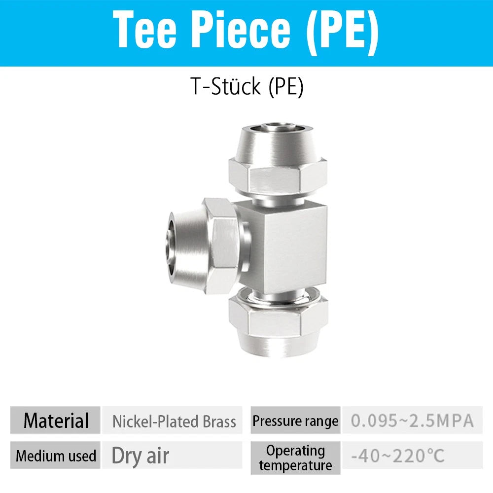 Pneumatic Push-to-Connect Fittings — Straight, Elbow, Tee, Cross & Threaded Types
