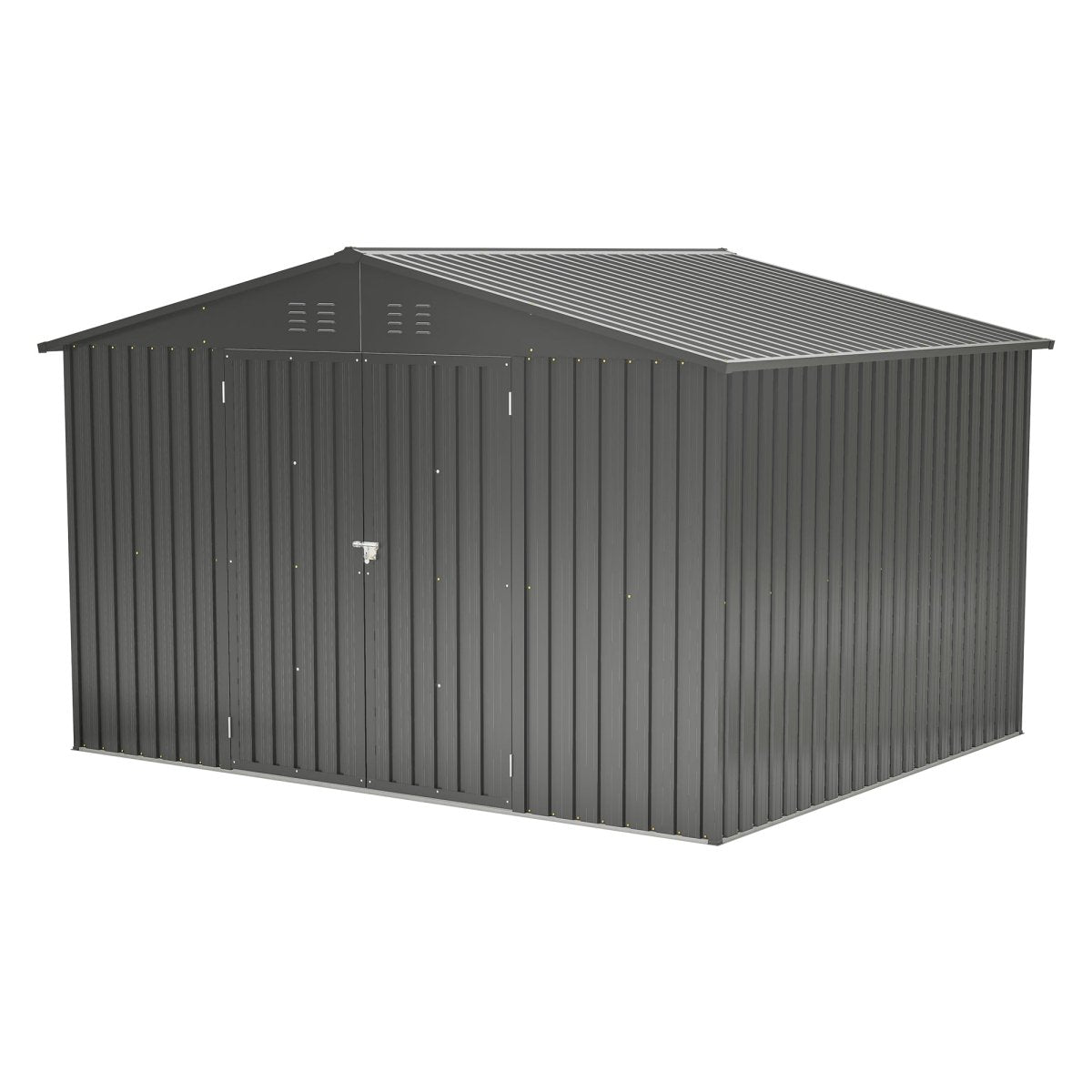 10X8 FT Outdoor Storage Shed, All Weather Metal Sheds with Lockable Doors, Tool Shed for Garden, Patio, Backyard, Lawn, Black - HomeDIYer