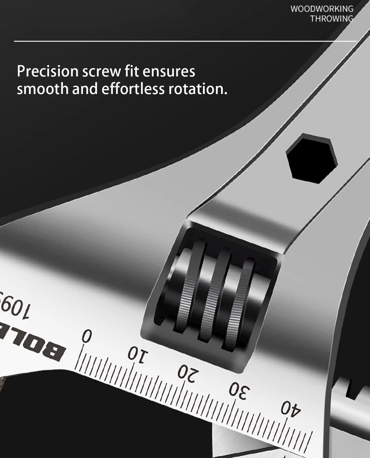 Multi-function Adjustable Spanner Wrench 8" 10" 12" Metric Scale Non-slip Handle