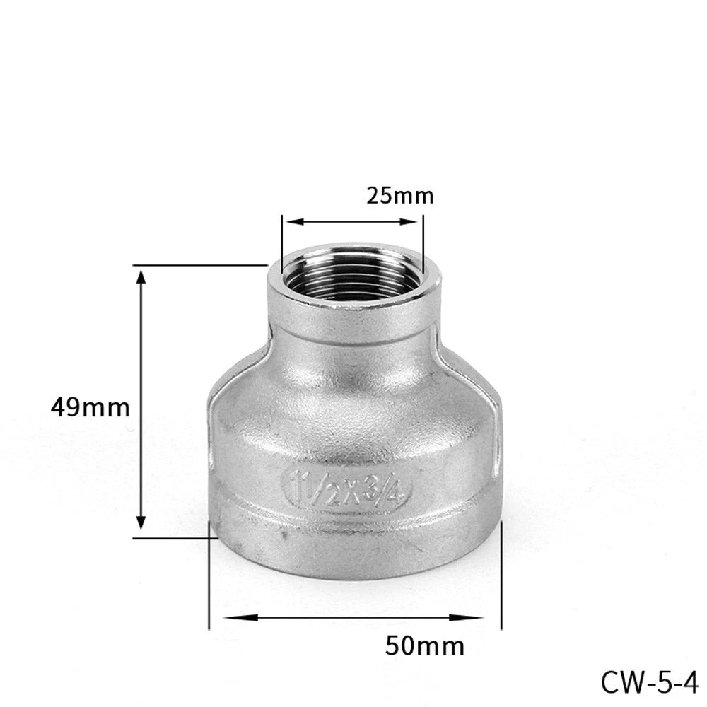 BSP Female Threaded Pipe Reducer Coupling — Stainless Steel A2, 1/2" to 4"
