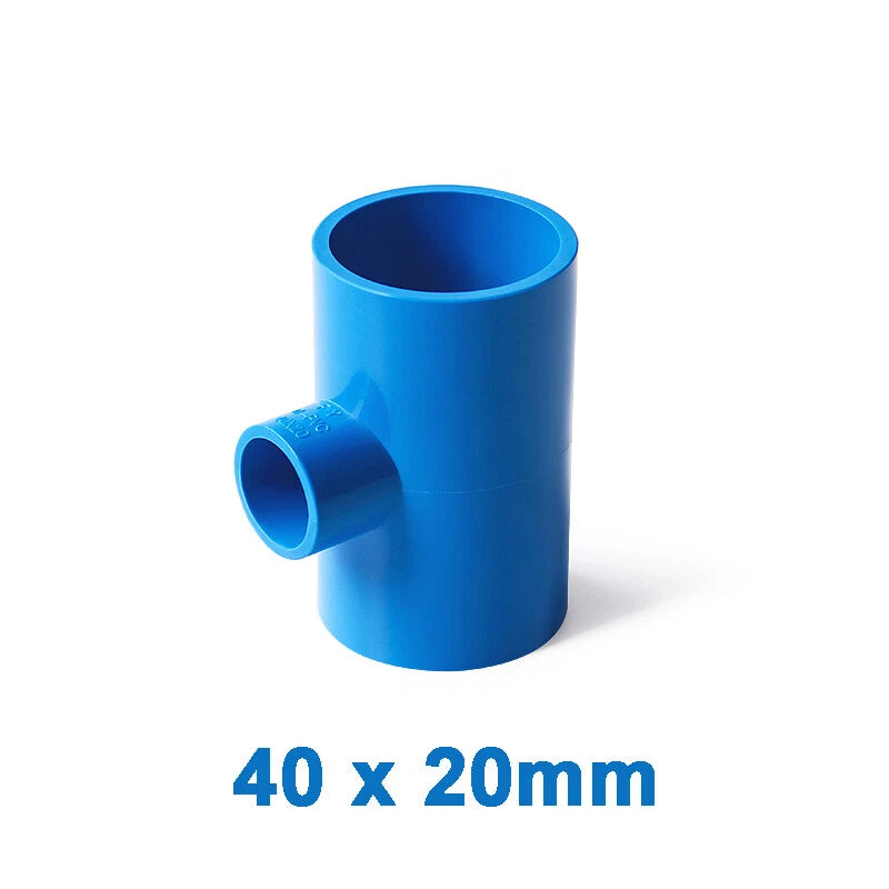 PVC Reducing Tee Pipe & Fittings Solvent Weld Pressure Adapter Connector Blue