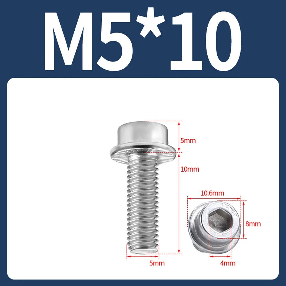 M5–M12 Flange Cap Head Hex Socket Screws – 304 Stainless Steel, Fully Threaded (8–60mm)