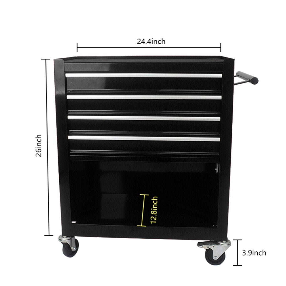 4 Drawers Multifunctional Tool Cart With Wheels - Black - HomeDIYer