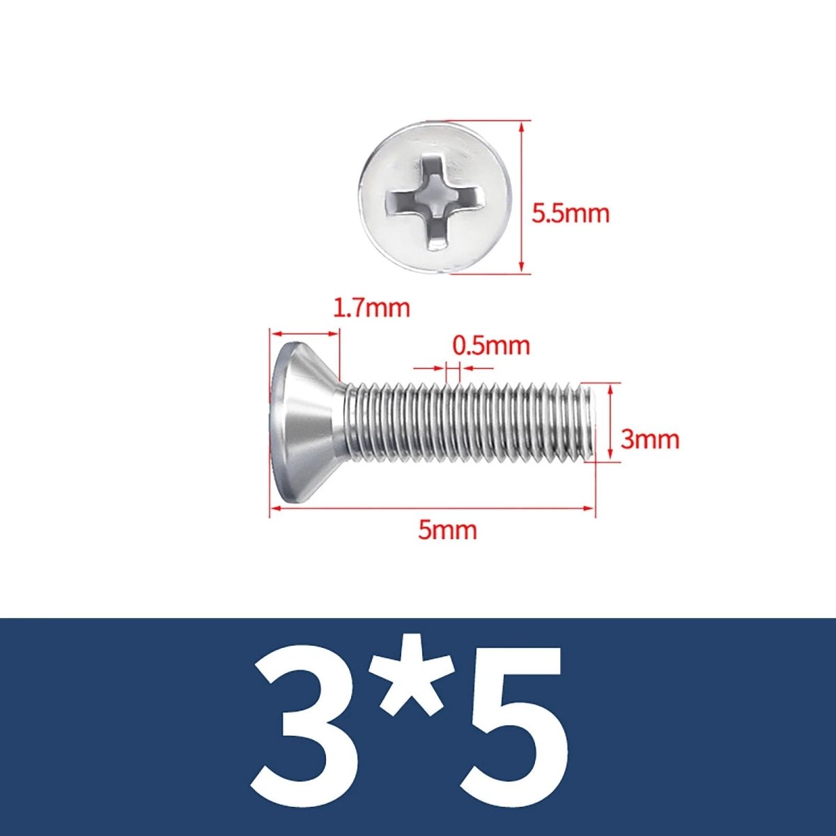 M3–M10 Phillips Countersunk Machine Screws – A2 Stainless Steel, Flat Head, Fully Threaded (3–100mm Overall Length) - HomeDIYer