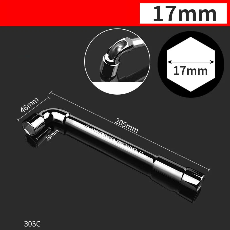 L-Shaped Perforated Hex Socket Wrench Bore Diameter 8-19mm Chrome Vanadium Steel