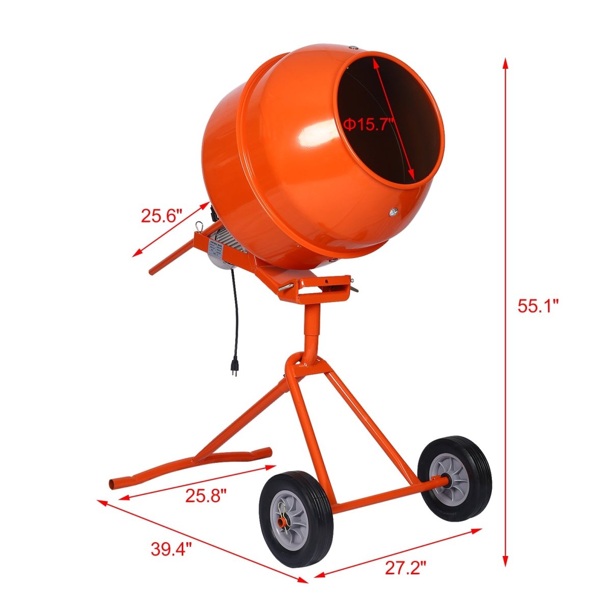 5.0 cu. ft. Portable Concrete Mixer,electric cement mixer ,ETL certificated copper motor - HomeDIYer