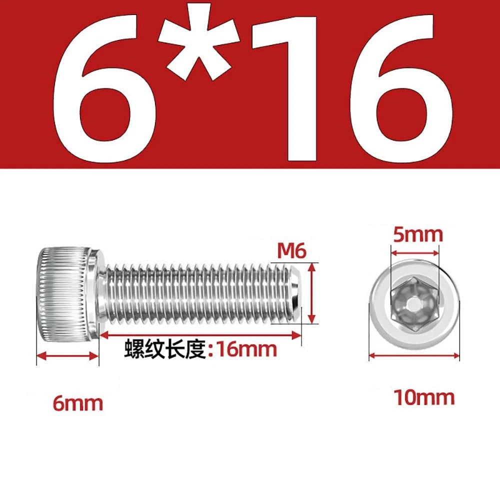 Socket Head Cap Screws – A2 Stainless Steel, M6 to M24, Hex Drive (DIN 912)