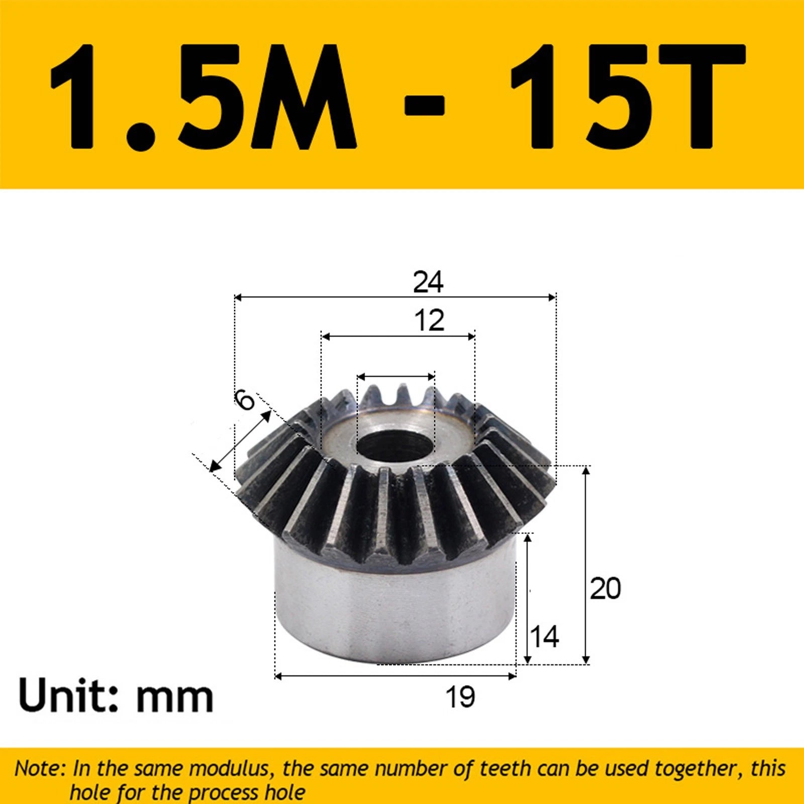 1.5 Module Steel Umbrella Tooth Bevel Gear Helical Motor Gear 15-40 Tooth