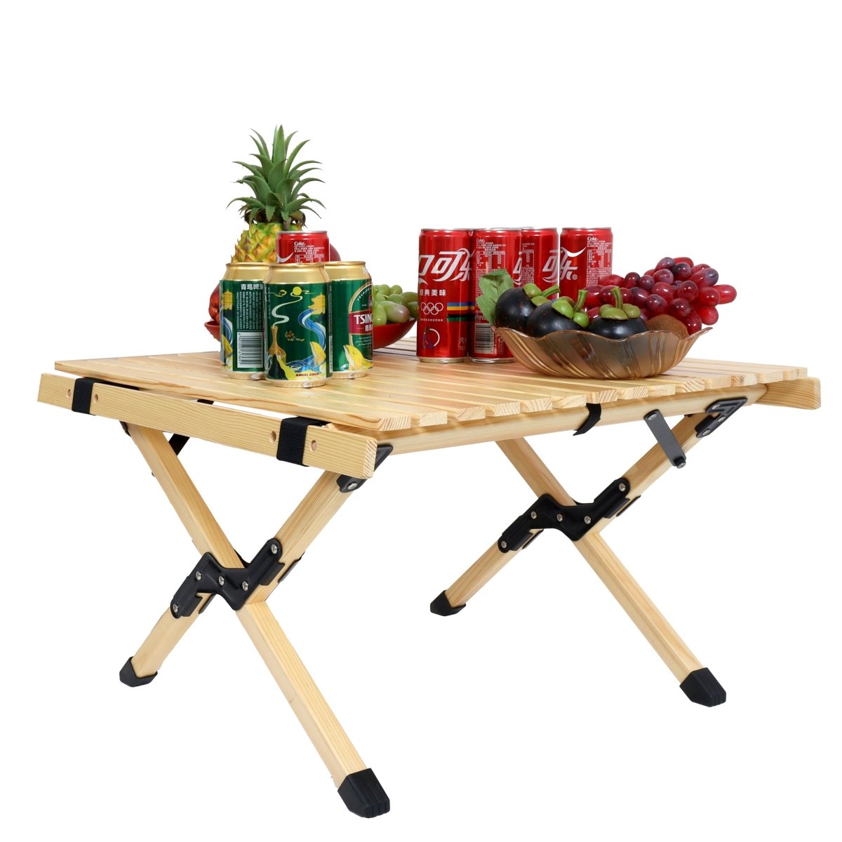 Portable Foldable Outdoor Picnic Table - Natural Beech Wood Camping Table with X - Frame Design - Small Sizes - HomeDIYer