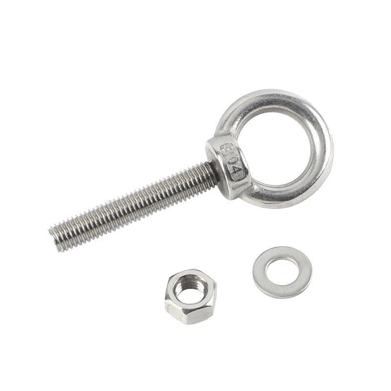Stainless Steel Eye Bolts with Nuts & Washers — A2 304 Longshank Metric M3–M20 - HomeDIYer