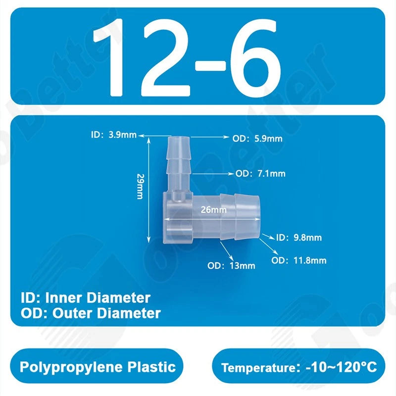 Plastic 90 Degree Elbow Barbed Hose Joiner Reducer Connector L-type Pipe Water