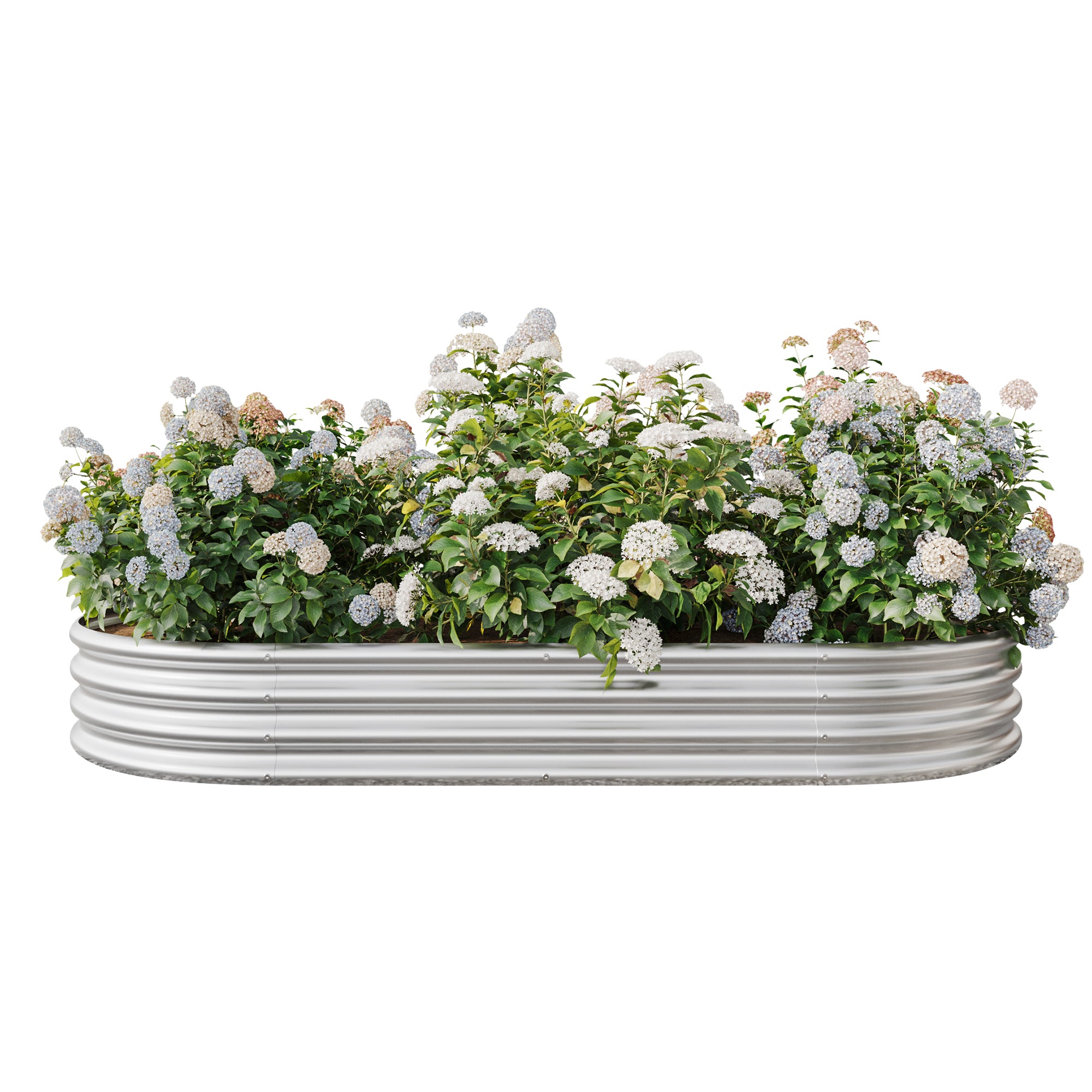 Oval Large Metal Raised Garden Bed – 89" x 45" Silver Steel Planter for Vegetables, Herbs & Flowers