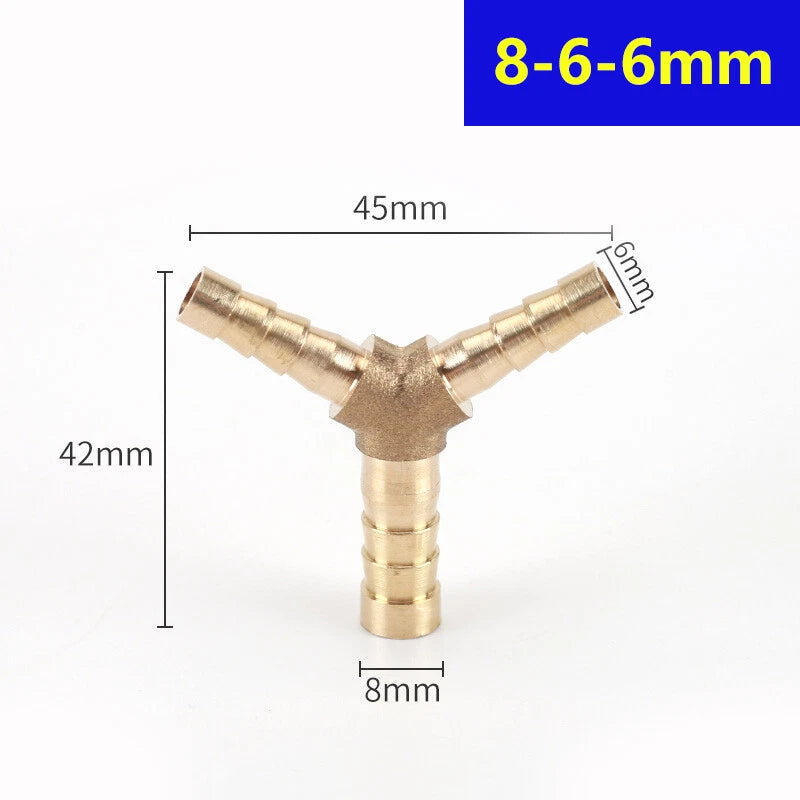Brass Hose Tail Y-Piece Reducer Connector — Air Water Gas Fuel Pipe Fitting