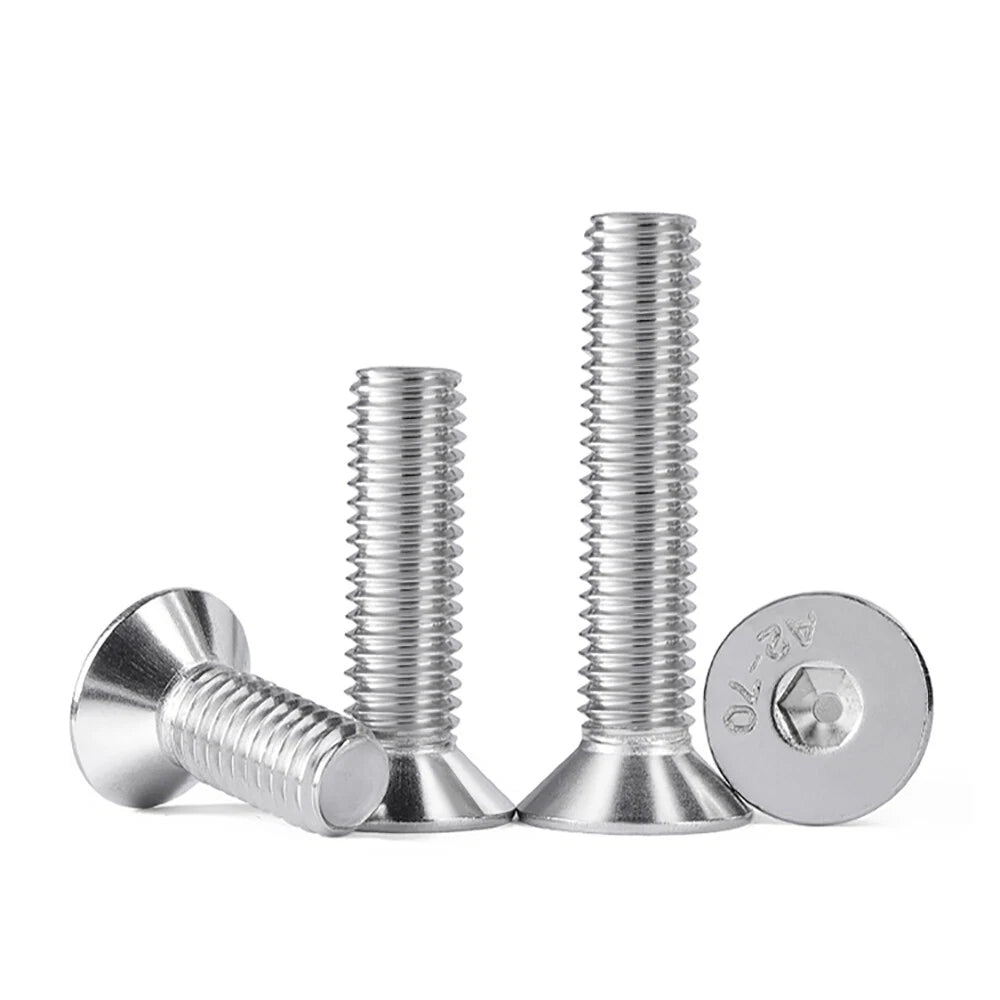 M1.6-M16 A2 Stainless Steel Hex Socket Countersunk Flat Head Screws | 10 PCS