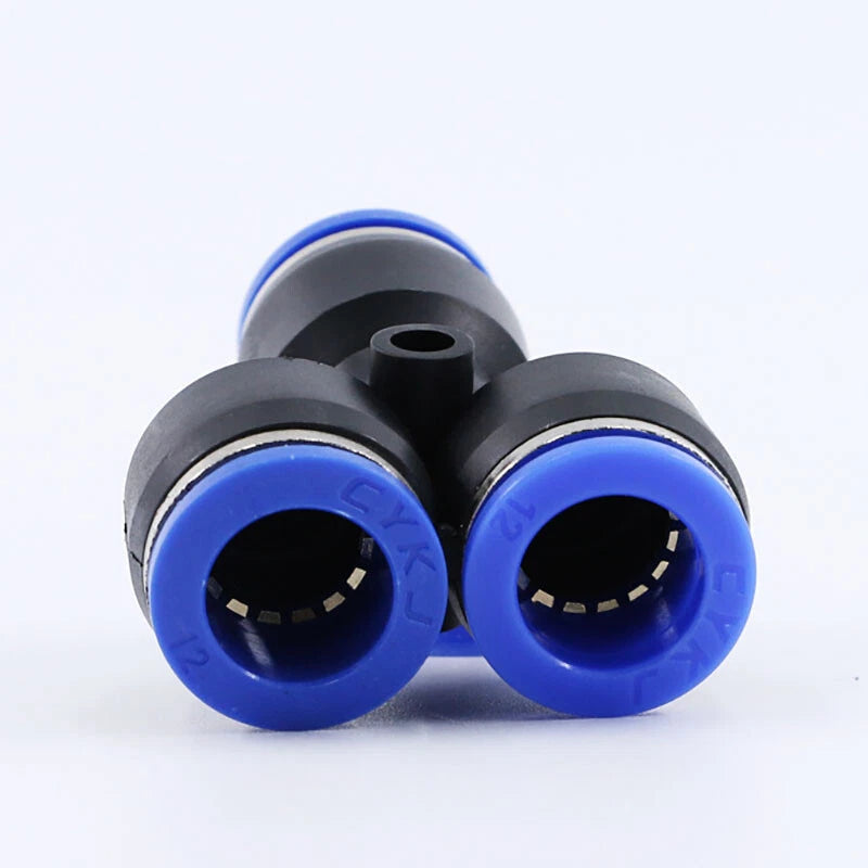 Pneumatic Y Splitter 3-Way Air Hose Fitting — Push-to-Connect, 4mm to 16mm