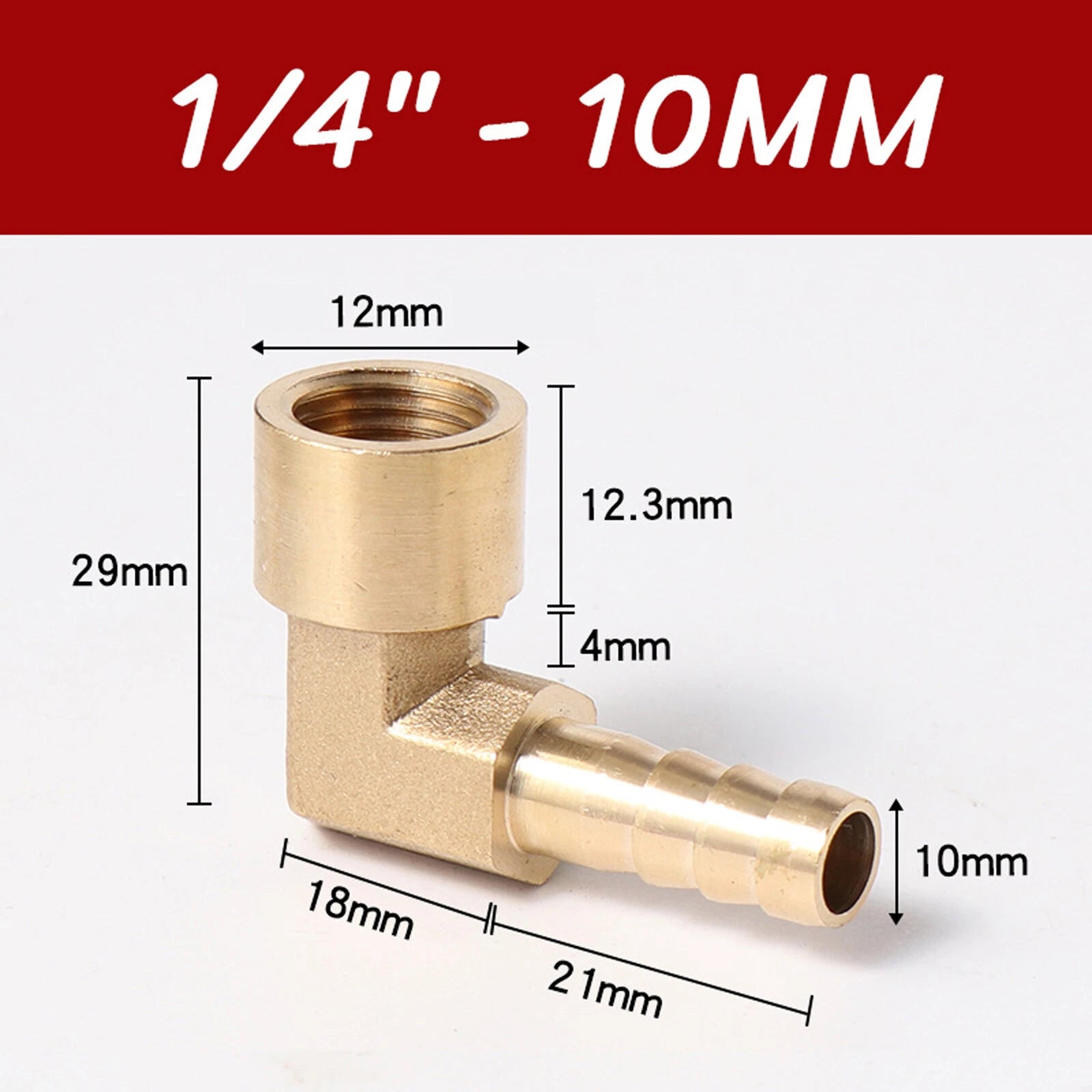 Brass 90° Elbow Barbed Hose Tail Fitting — Male & Female NPT Thread, Air Water