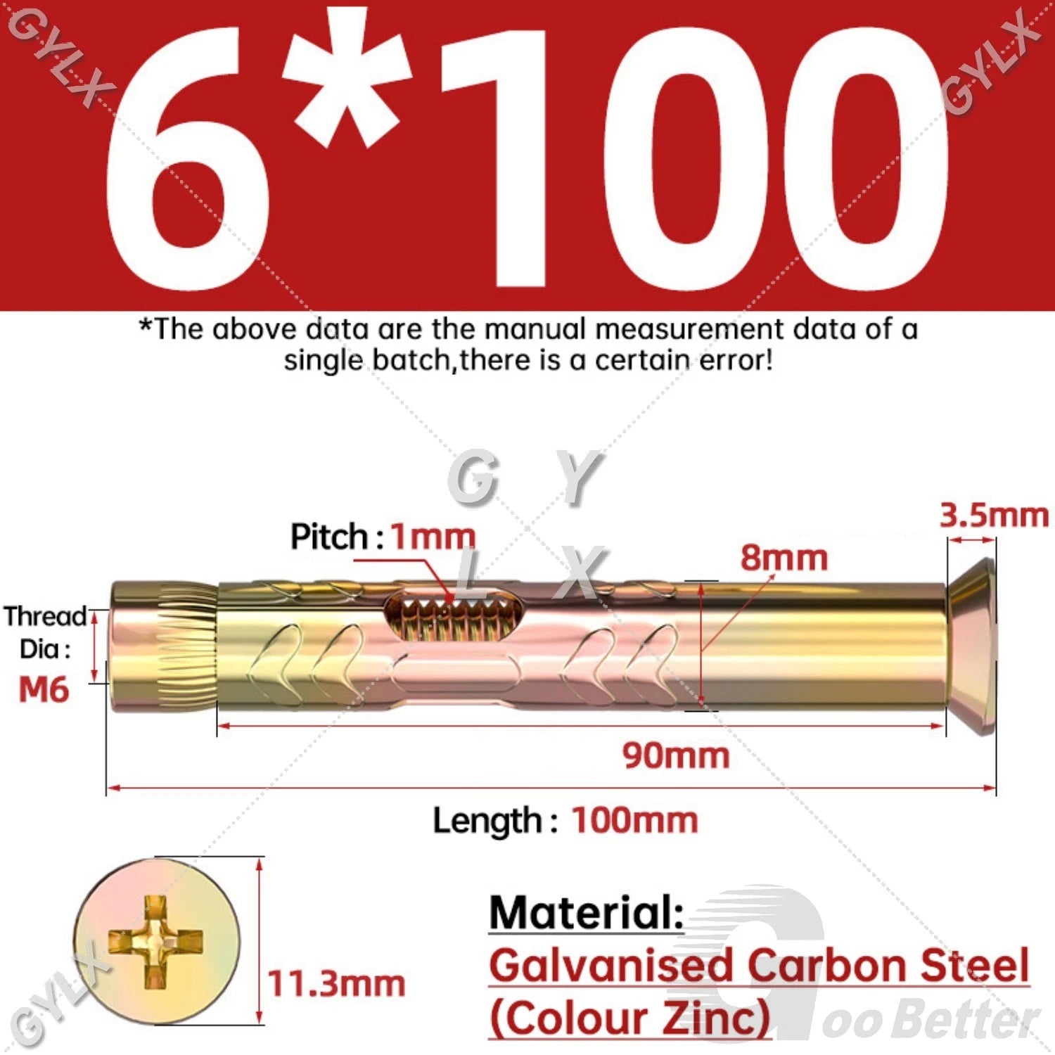 M6 M8 M10 Galvanised Countersunk Head Sleeve Anchor Expansion Bolts