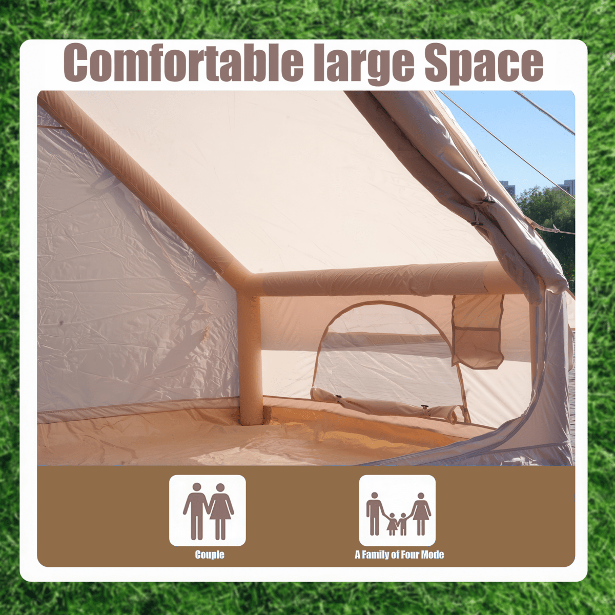 Inflatable Tent With Pump,Glamping Tents For 4 - 6 Person, Easy Setup 4 Season Waterproof Outdoor Tent,Waterproof Luxury Glamping Tent with 12 Mesh Window - HomeDIYer
