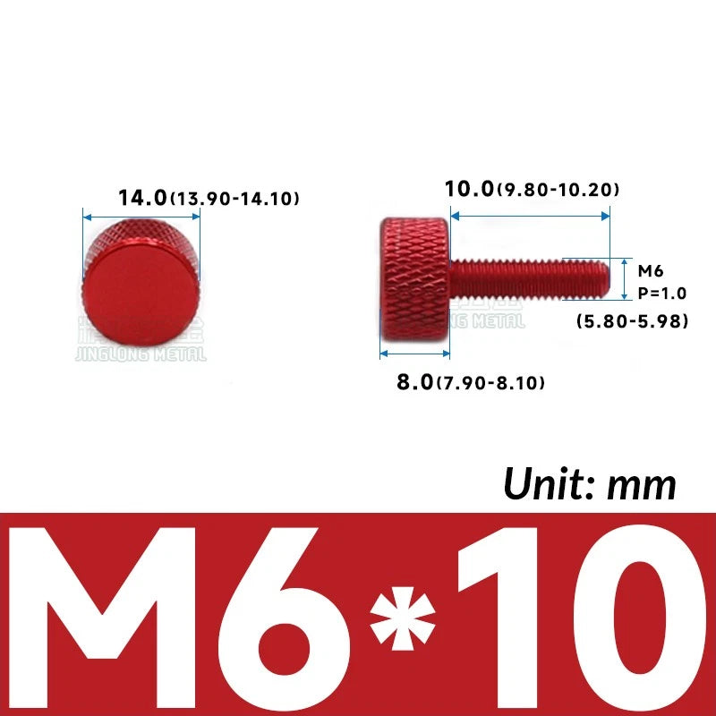 M6 Knurled Thumb Screws Aluminum Alloy DIY Hand Tighten Grip Knob Adjustmen Bolt