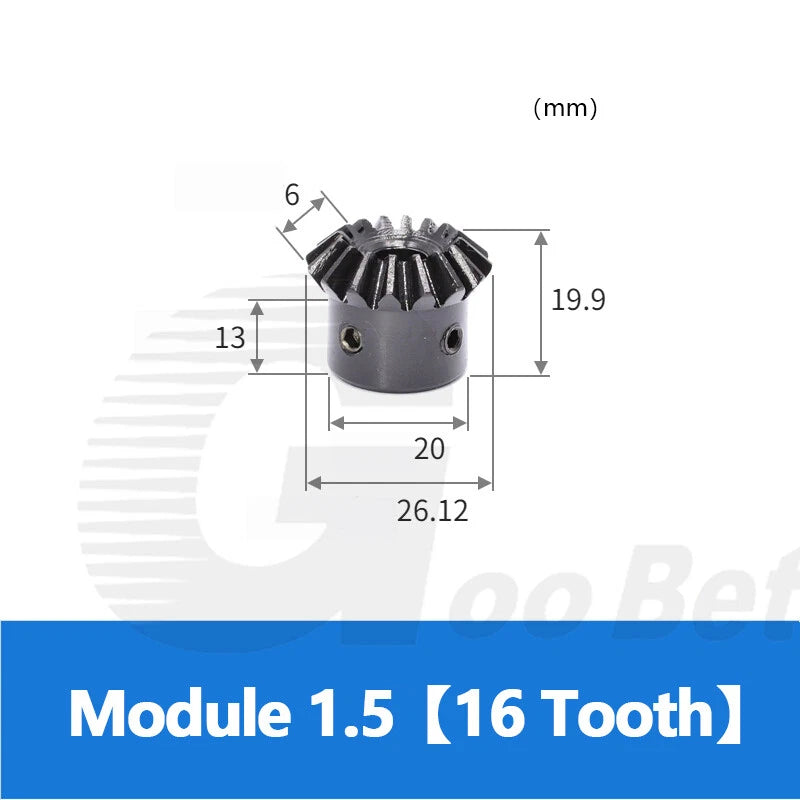 Module 1.5 Bevel Gear C45 Steel Gear Ratio 1:1 16/20/25/30 Tooth Hardened Black