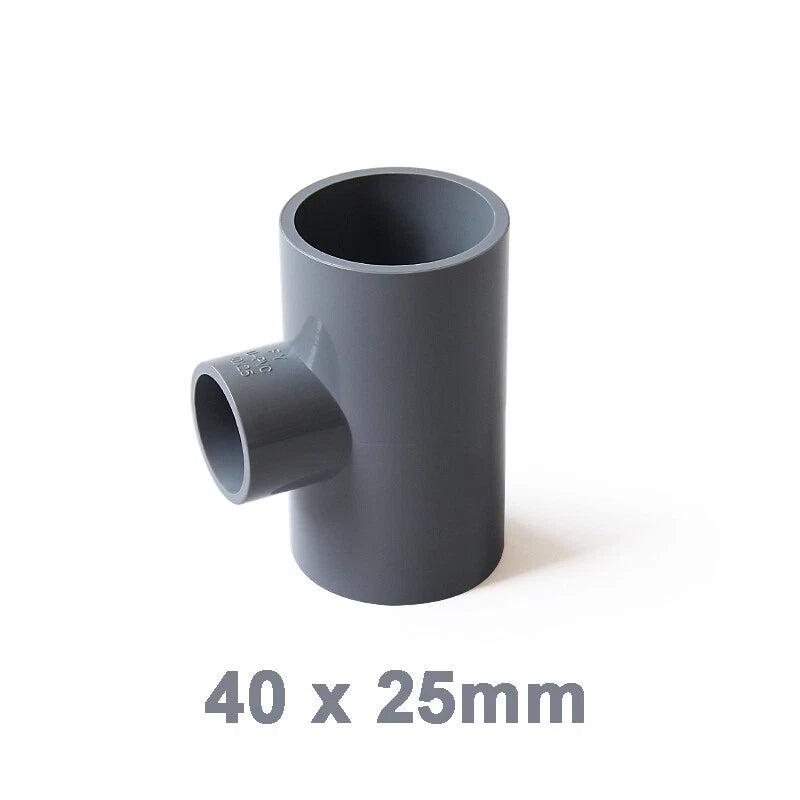 PVC Reducing Tee Pipe & Fittings Solvent Weld Pressure Adapter Connector Grey