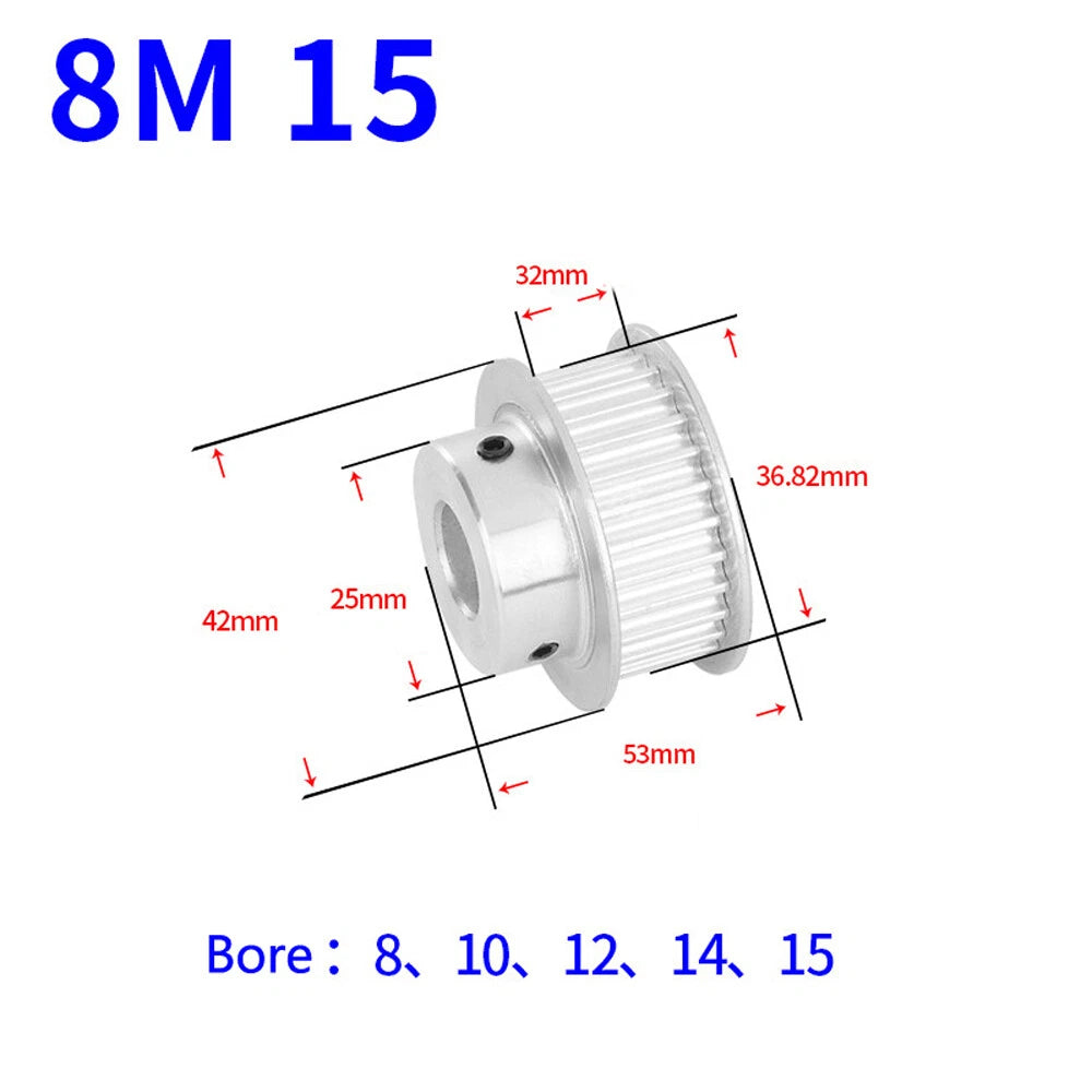 HTD-8M 12T-60T Timing Belt Pulley Pitch 8mm BF-type CNC Drive Pulleys Width 32mm