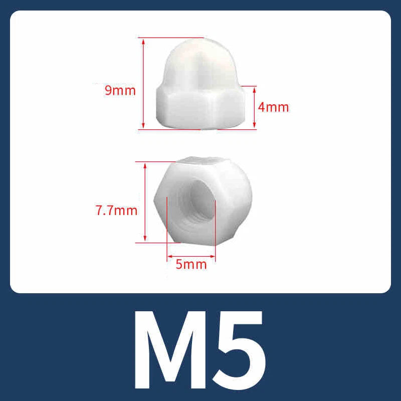 Nylon Plastic Screw Caps-Hex Nut Cover Protective Cap Set for Bolts Black/White