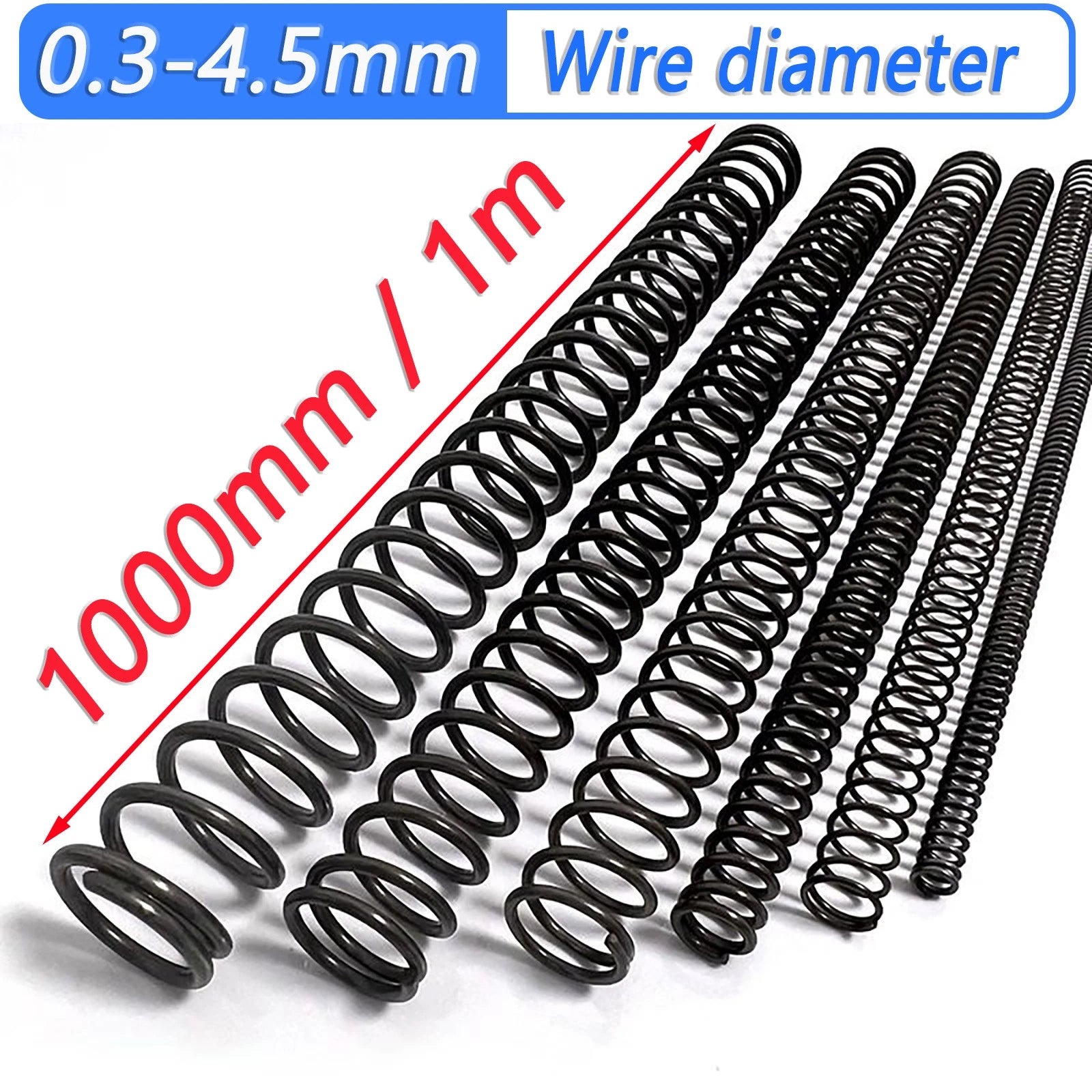 1M Compression Spring Spring Steel Extra Long Pressure Coil Wire Dia 0.3mm-4.5mm