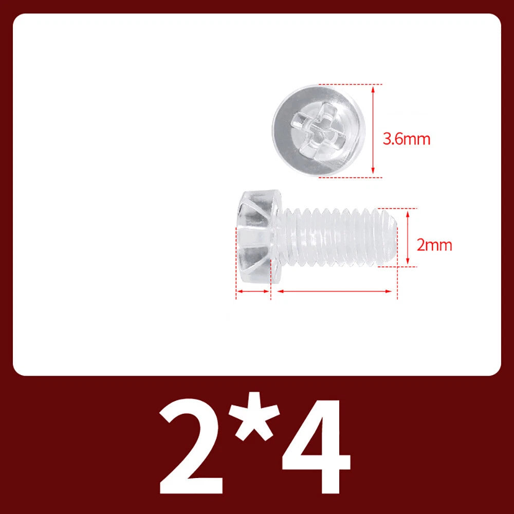 M2-M10 Clear Plastic Phillips Round/Pan Head Machine Screws Cross Screws Hex Nut