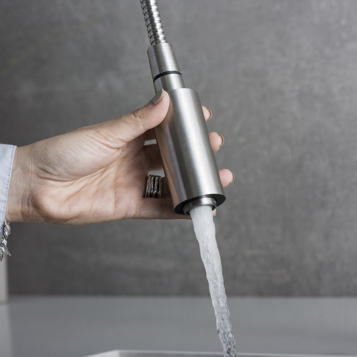 Single Handle Pull Down Kitchen Faucet Brushed Finish - HomeDIYer