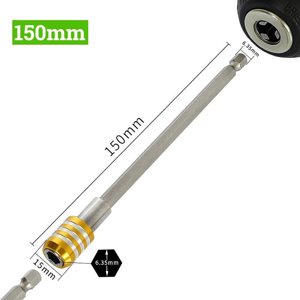 Hex Extension Rod Adapter Magnetic Driver Socket Wrench Long 60 100 150mm Bits