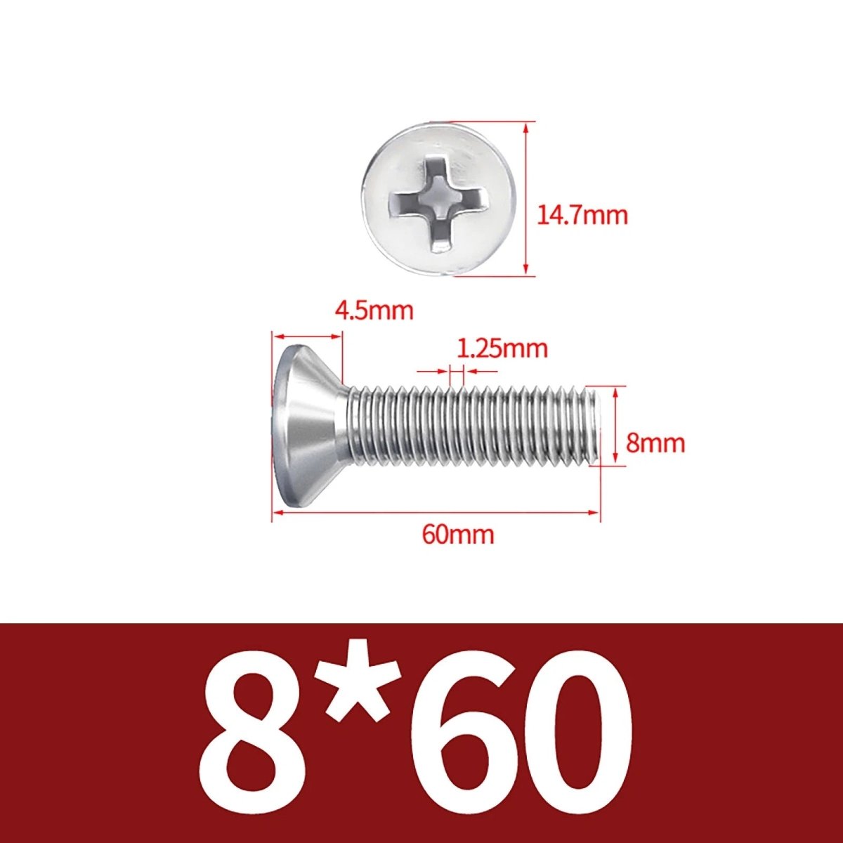 M3–M10 Phillips Countersunk Machine Screws – A2 Stainless Steel, Flat Head, Fully Threaded (3–100mm Overall Length) - HomeDIYer