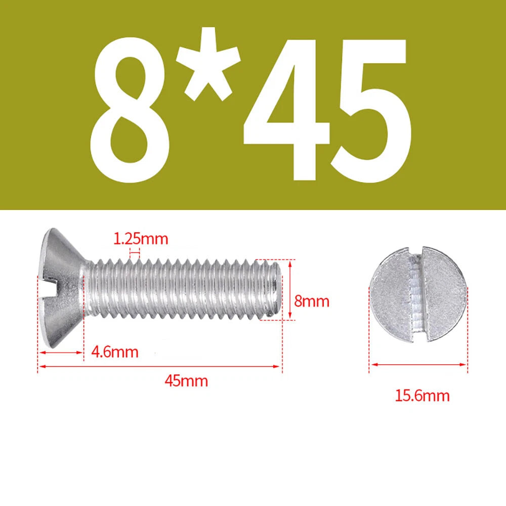M1.6–M8 A2 Stainless Steel Flat Head Slotted Machine Screws | Countersunk Bolts